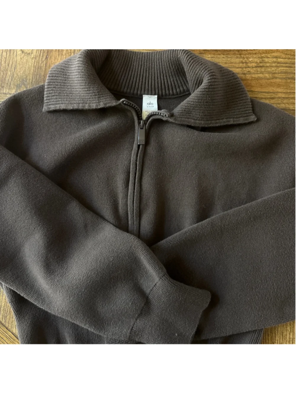 Alo Yoga scholar knit cropped full zip jacket size S